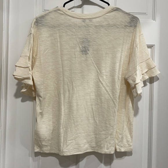 Express Lace Inset Ruffle Sleeve Tee - Picture 2 of 4